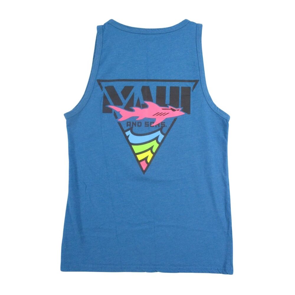 Maui And Sons Blue Tank Top Small‎ Shark Logo 50% Cotton 50% Polyester
